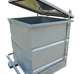 benne avec couvercle à commande d'ouverture