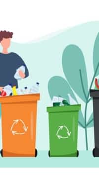 Set of people sorting the garbage. Zero waste concept