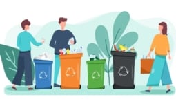 Set of people sorting the garbage. Zero waste concept