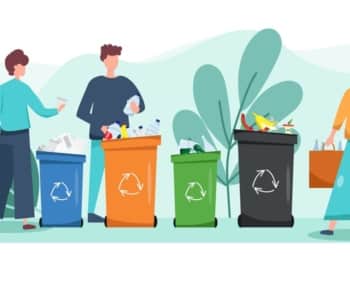 Set of people sorting the garbage. Zero waste concept